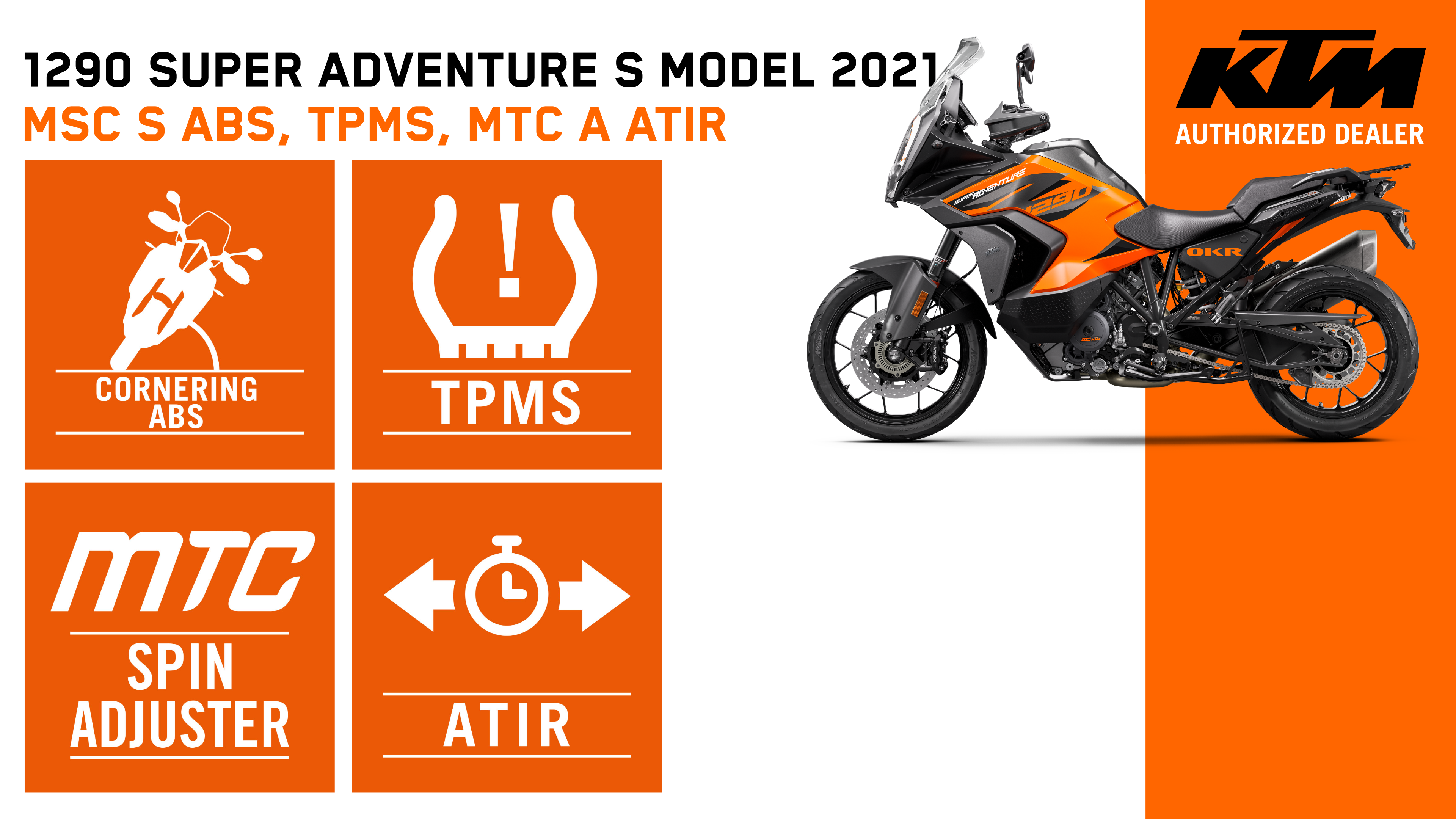 KTM 1290 Super Adventure S 2021 - MSC s C-ABS, TPMS, MTC a ATIR