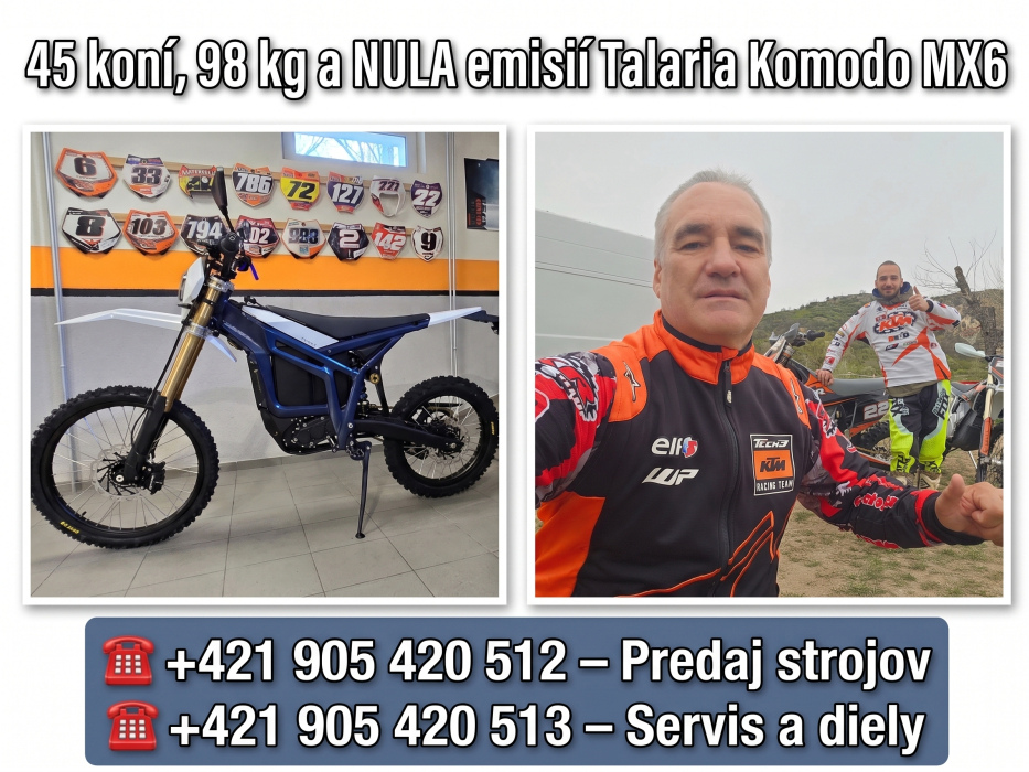 „45 koní, 98 kg a NULA emisií Talaria Komodo MX6