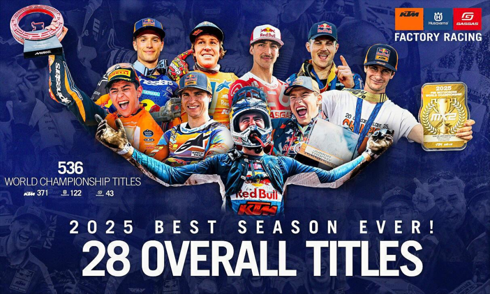 536 titulov majstra sveta pre KTM v Roku 2025 plného adrenalínu, dominancie a víťazstiev