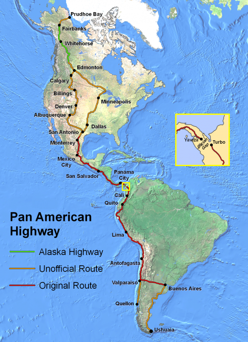 Najdlhšia (moto) cesta na svete je Panamerická magistrála. Má 48000 kilometrov