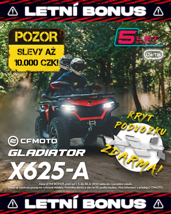 Využite letný bonus OKR Moto na štvôrkoľku CFMOTO GLADIATOR X625-A!